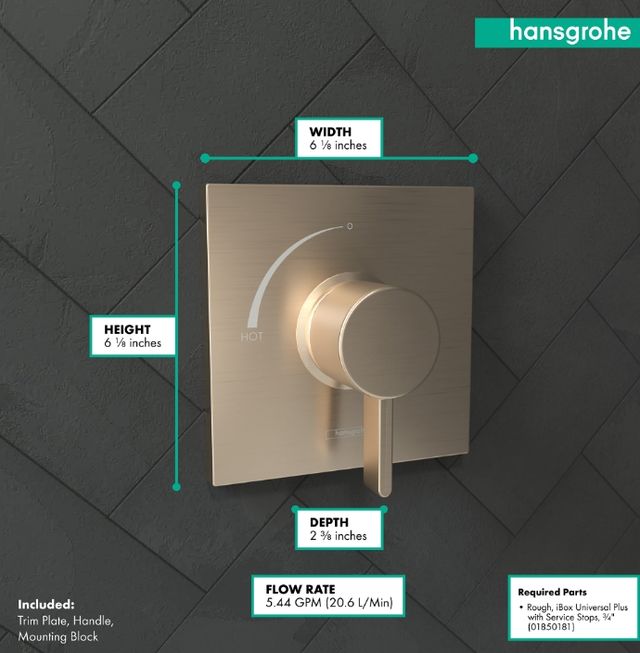 Hansgrohe Ecostat Square Brushed Bronze Pressure Balance Trim-2