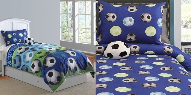 Hallmart Collectibles Soccer 3-Piece Blue Twin Comforter Set-1
