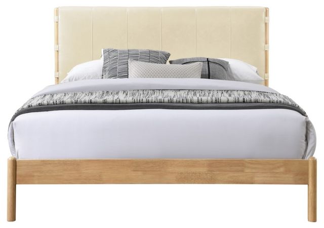 Meridian Furniture Asher Cream/Natural Queen Upholstered Panel Bed-1