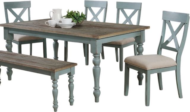 American Wholesale Furniture Kelsey Creek 5-Piece Washed Teal/White Dining Set-0