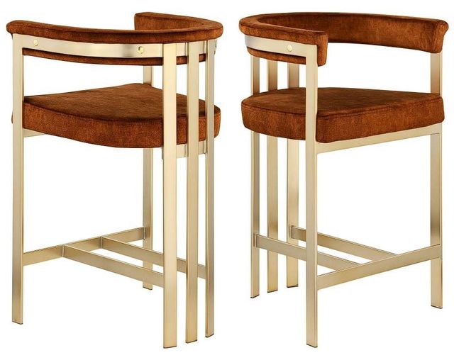 Meridian Furniture Marcello Cognac/Brushed Brass Counter Stool-3