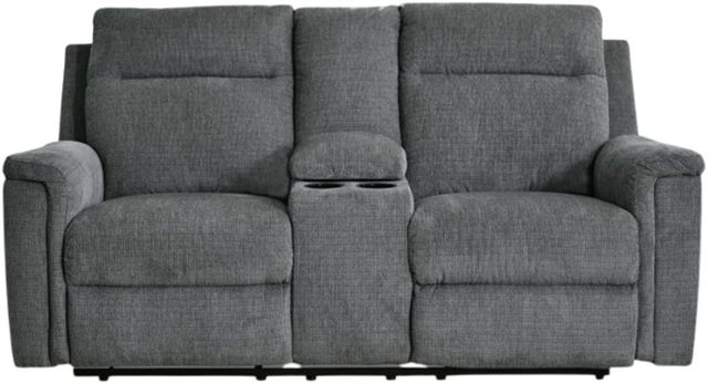 Signature Design by Ashley® Barnsana Gravel Power Reclining Loveseat with Console-1