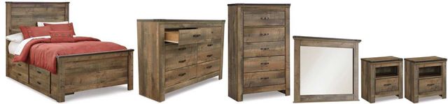 Signature Design by Ashley® Trinell 6-Piece Brown Full Storage Panel Bed Set-0