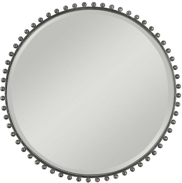 Uttermost® Taza Distressed Black Round Mirror-0