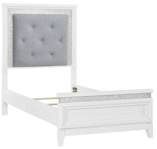 Liberty Furniture Reflections Gray/Pearl White/Rhinestone Twin Youth Upholstered Panel Bed-0