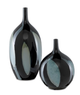 Currey & Company Let Us Twist The Glass Black/Blue Tall Vase-1