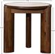 LH Home Remix Round Brown Wooden Side Table with Travertine Top-2