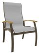 Telescope Casual Belle Isle Abalone/Beachwood Aluminum/Fabric Outdoor Sling Supreme Arm Chair with Teak Rustic Polymer Arm Accent-0