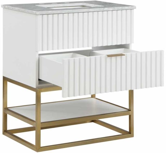 Meridian Furniture Monad Brushed Gold/White 30" Bathroom Vanity-1