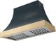 La Cornue CornuFé Cascade 44" Quintessential Teal Wall Mounted Range Hood with Brushed Brass Trim-0
