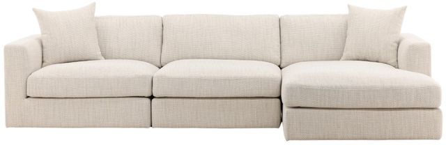 Dovetail Furniture Erica 3-Piece Glendale Taupe Right-Arm Facing Sofa Sectional and Chaise-0