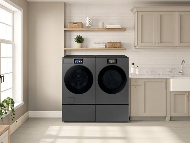 Samsung Bespoke 27" W x 15" H Dark Steel Laundry Pedestal with Storage Drawer-5