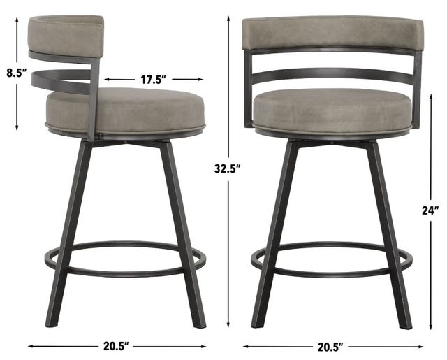 Steve Silver Co. Gene Black/Pebble Upholstered Swivel Counter Stool-2