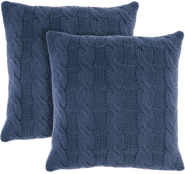 Nourison Home™ Lifestyle 2-Piece Navy Cotton Knitted Throw Pillows Set-0