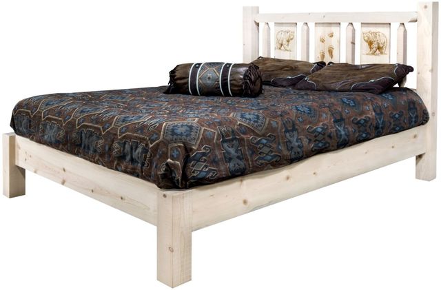 Montana Woodworks® Homestead Ready to Finish Twin Platform Bed with Laser Engraved Bear Design-3