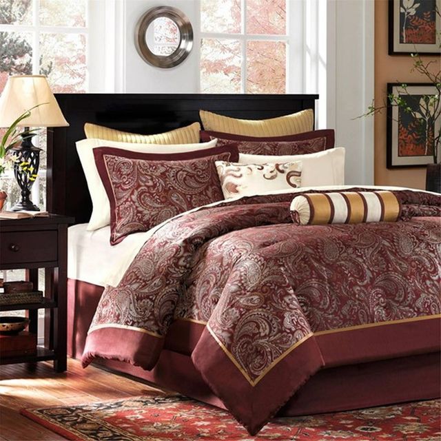 Olliix by Madison Park Red King Aubrey 12 Piece Complete Bed Set-0