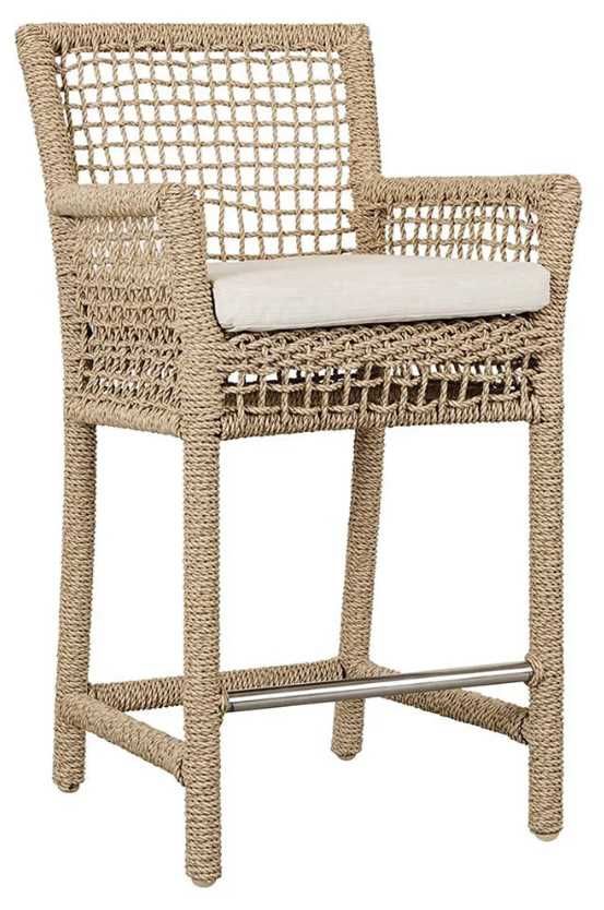 Classic Home Brisbane Natural Rope Outdoor Counter Stool-0