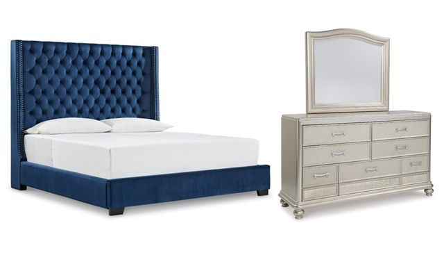 Signature Design by Ashley® Coralayne 3-Piece Gray California King Upholstered Bed Set-0