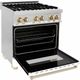 ZLINE Autograph Edition 30" Stainless Steel Pro Style Dual Fuel Range with White Matte Door and Polished Gold Accents-3