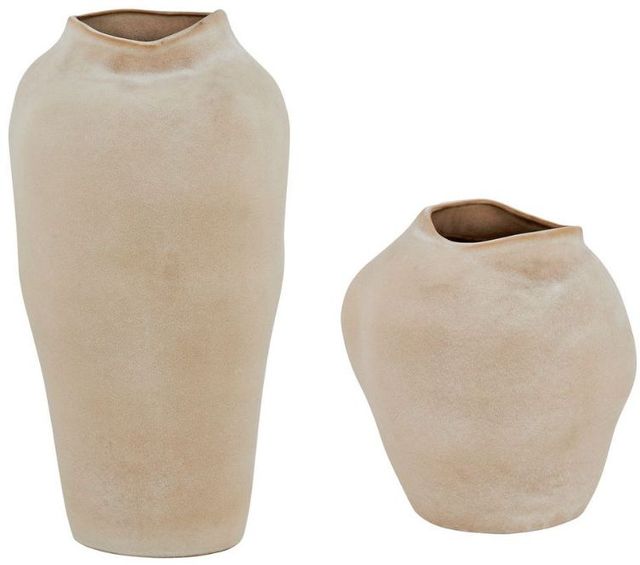 Uttermost® Shadow Play 2-Piece Buff-Colored Glaze/Semi-Matte Indoor-Outdoor Vases-4