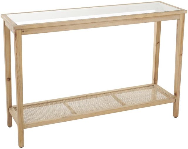 Deco Marche Glass Top Console Table with Glass Top and Brown Base-0