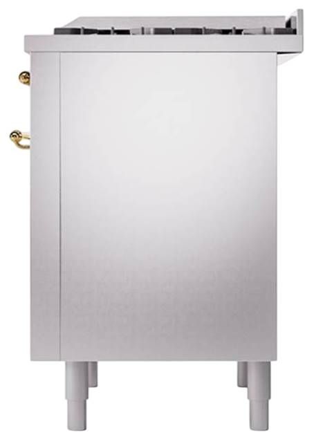 Ilve® Nostalgie II Noblesse 36'' Stainless Steel Pro Style Dual Fuel Range with Brass Trim-3