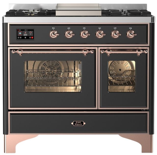Ilve® Majestic III 40" Graphite Matte Pro Style Dual Fuel Natural Gas Range with Triple Glass Door and Copper Trim-0