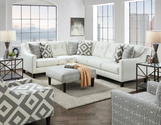 Fusion Furniture Sugarshack Glacier 2-Piece White Sectional -1