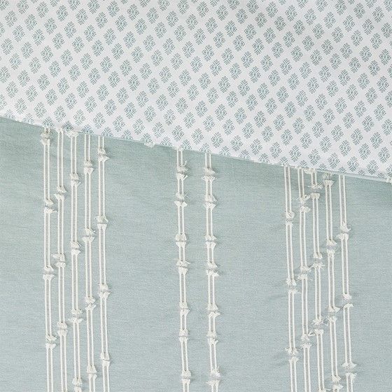 Olliix by INK+IVY Kara Aqua King/California King Cotton Jacquard Comforter Set-3