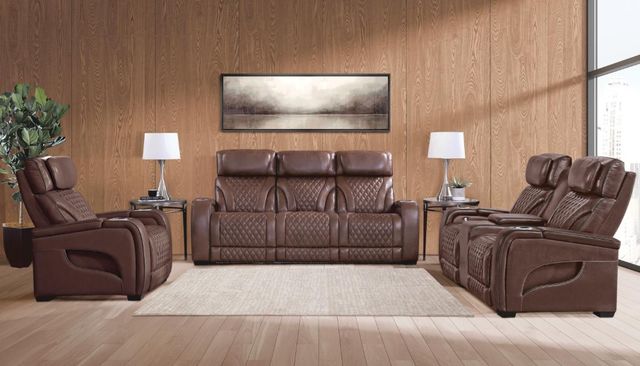 Corinthian Furniture Como Brown Power Recliner with Power Headrest, Massage and Light-1