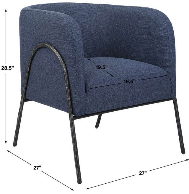 Uttermost® Jacobsen Aged Black/Denim Barrel Chair-2