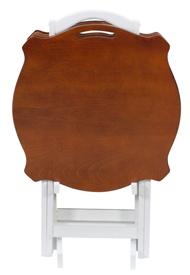 Powell® Serpentine 5-Piece Hazelnut/White Tray Table Set-3