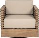 Armen Living Vivid Brown/Taupe Fabric/Wood Outdoor Swivel Chair-3