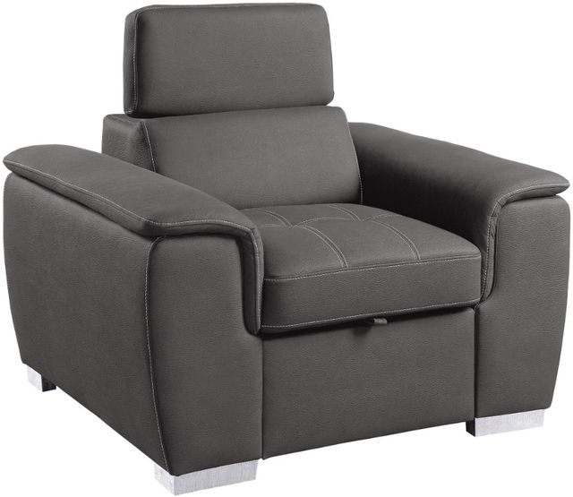 Homelegance® Ferriday Gray Chair with Adjustable Headrest and Pull-Out Ottoman-2