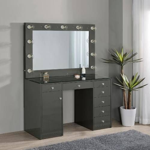 Coaster® Acena 2-Piece Gray High Gloss Vanity Set-9