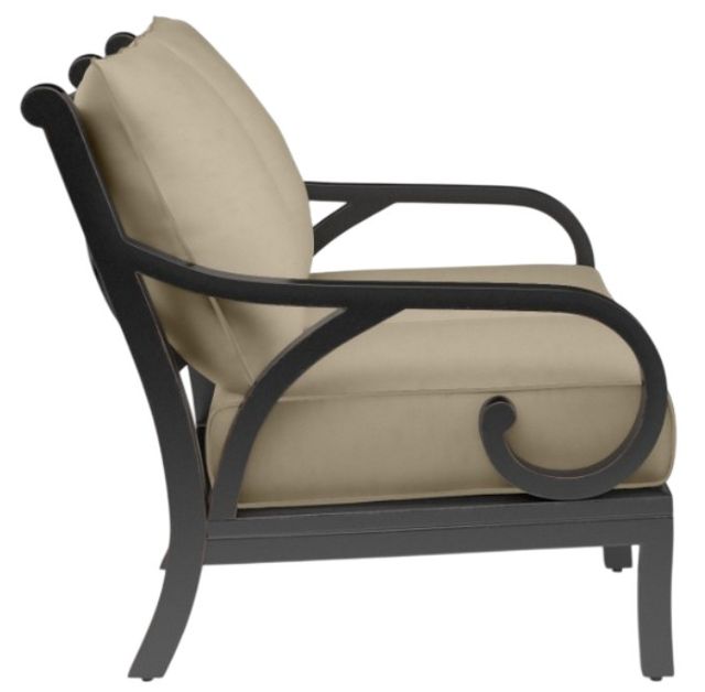 Sunset West Monterey Old World Copper Aluminum Outdoor Loveseat with Linen Stone Cushion-1