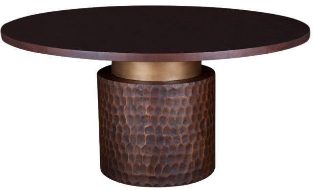 Home Trends & Design Santa Cruz Brown 60" Round Dining Table with Antique Bronze Base-0