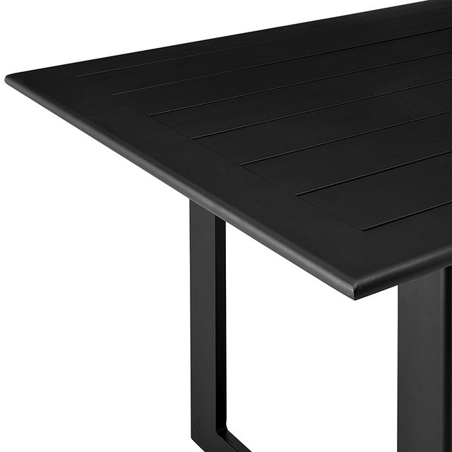 Armen Living Cayman 7-Piece Black/Dark Gray Aluminum/Fabric/Rattan Outdoor Dining Table Set-3