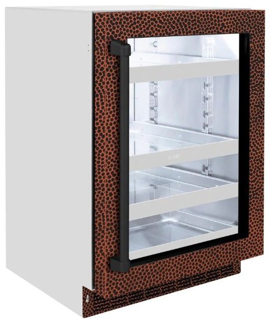 ZLINE Touchstone 24 " 5.2 Cu. Ft. Copper 151 Can Beverage Fridge with Hand Hammered Glass Door-2