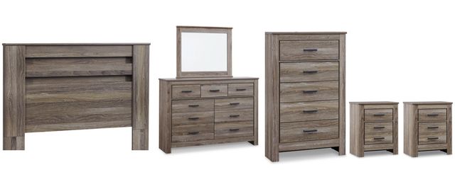 Signature Design by Ashley® Zelen 6-Piece Warm Gray Full Panel Headboard Bedroom Set-0