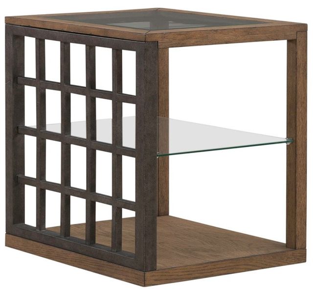 Liberty Furniture Bayhill Trellis Glass Top End Table with Black/Honey Base-0