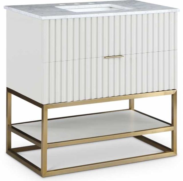 Meridian Furniture Monad Brushed Gold/White 36" Bathroom Vanity-0