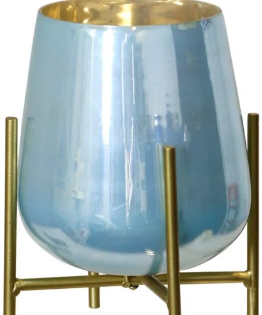 StyleCraft Ird Milky Blue/Gold Hurricane with Stand-1