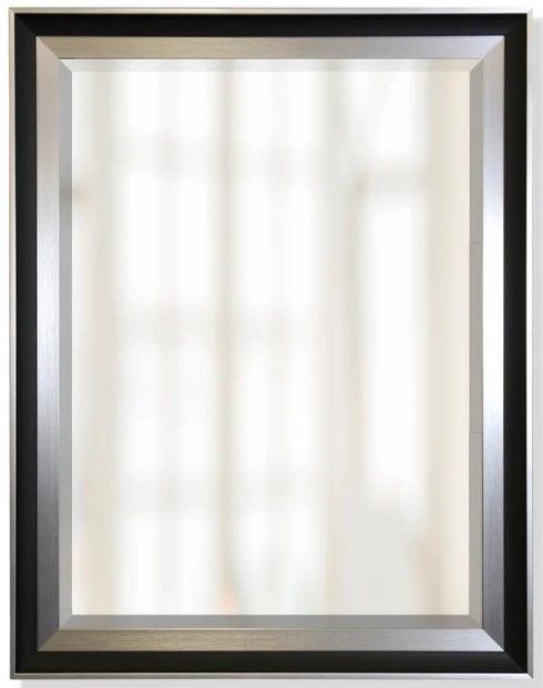 Stylecraft Black/Silver Beveled Framed Wall Mirror-0