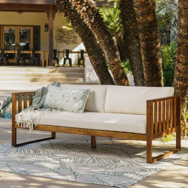 Linon Daylen Brown/Natural Fabric/Wood Outdoor Daybed -1