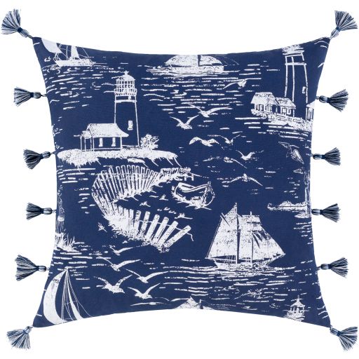Surya Castaway Dark Blue 22"x22" Toss Pillow with Down Insert-0