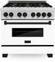 ZLINE Autograph Edition 36" Satin Stainless Steel Pro Style Dual Fuel Range with White Matte Door-0
