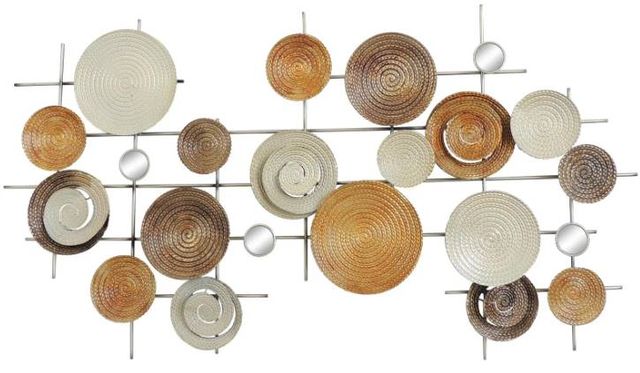 Classy Art Brown/Gold/White Circles on Grid Wall Decor-0