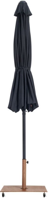 Meridian Furniture Fiji Black/Matte Black/Teak Aluminum Outdoor Patio Umbrella and Base-1