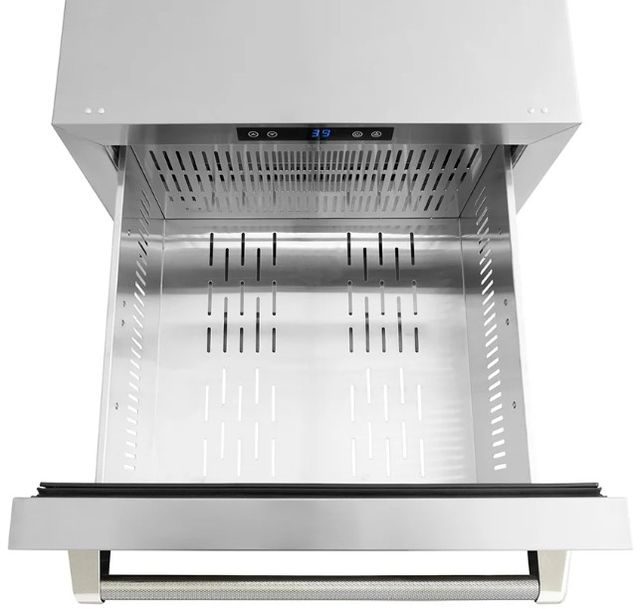 ZLINE Autograph Edition Touchstone 24 " 4.6 Cu. Ft. Stainless Steel 168 Can Outdoor-Rated Dual Refrigerator Drawer with Polished Nickel Helix Handles-3